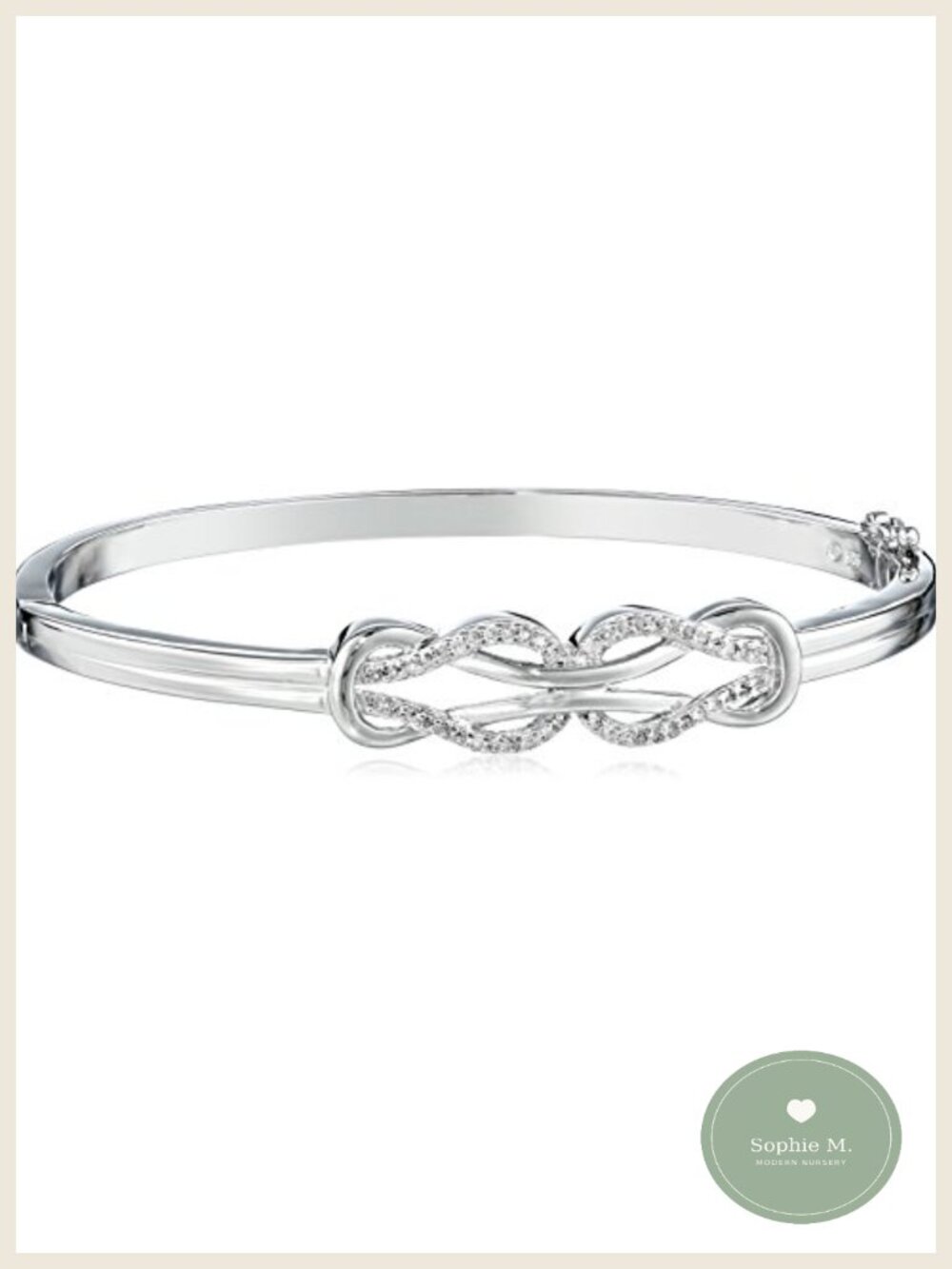 Sterling Silver Diamond Double Knot Bangle Bracelet 7in